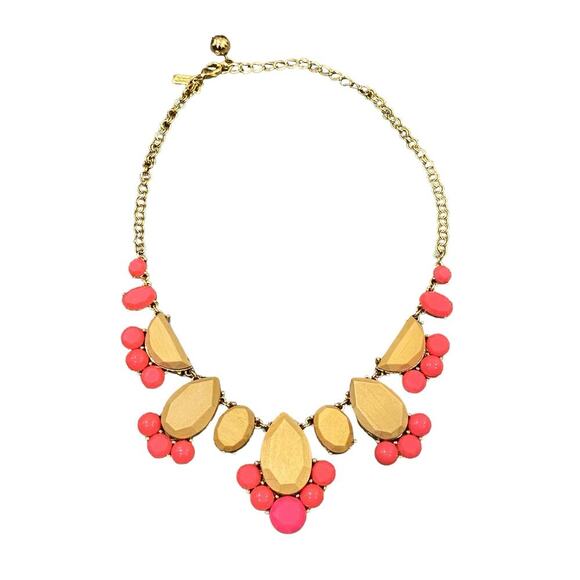 Kate Spade New York 'Day Tripper' Stone Bib Necklace Hot Pink/Wood - Picture 1 of 7